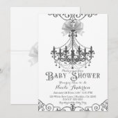 Invitation Baby Shower Arc-en-ciel Blanc & Argent (Devant / Derrière)