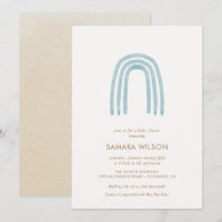 Invitation Baby shower arc-en-ciel bleu Boho