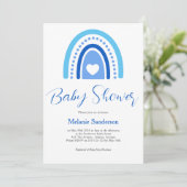 Invitation Baby shower arc-en-ciel bleu Boho (Debout devant)