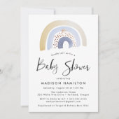 Invitation Baby shower arc-en-ciel bleu pâle (Devant)