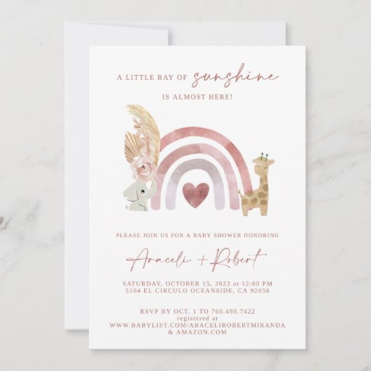Invitation Baby shower arc-en-ciel Boho (Devant)