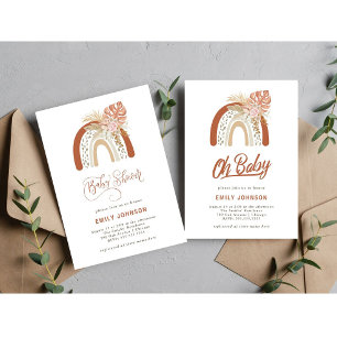 Invitation Baby shower arc-en-ciel Boho