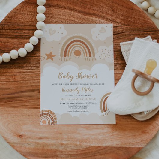Invitation Baby shower arc-en-ciel Boho