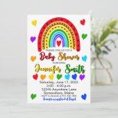 Invitation Baby shower arc-en-ciel Boho (Debout devant)