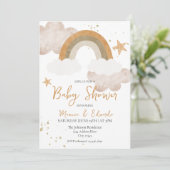 Invitation Baby shower arc-en-ciel Boho (Debout devant)