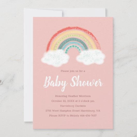 Invitation Baby shower arc-en-ciel Boho (Devant)