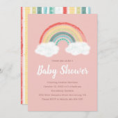 Invitation Baby shower arc-en-ciel Boho (Devant / Derrière)