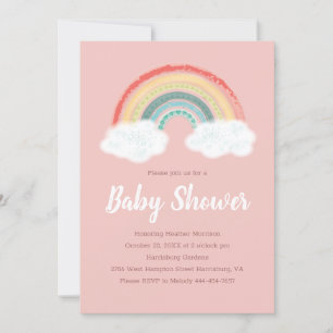 Invitation Baby shower arc-en-ciel Boho