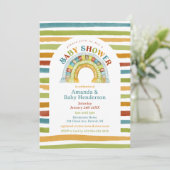 Invitation Baby shower arc-en-ciel Boho couleur primaire (Debout devant)