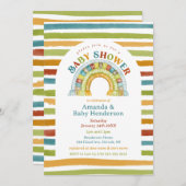 Invitation Baby shower arc-en-ciel Boho couleur primaire (Devant / Derrière)