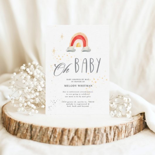 Invitation Baby shower arc-en-ciel Boho Cute