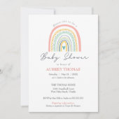 Invitation Baby shower arc-en-ciel Boho Main Drat Heart (Devant)