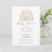 Invitation Baby shower arc-en-ciel Boho Main Drat Heart (Debout devant)