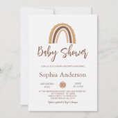 Invitation baby shower arc-en-ciel Boho marron (Devant)