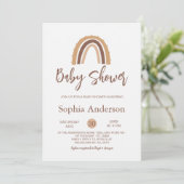 Invitation baby shower arc-en-ciel Boho marron (Debout devant)