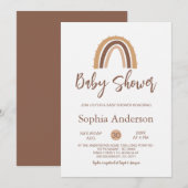 Invitation baby shower arc-en-ciel Boho marron (Devant / Derrière)
