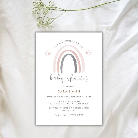Invitation Baby shower arc-en-ciel Boho neutre pour les femme