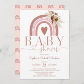 Invitation Baby shower arc-en-ciel Boho Pampas Grass (Devant / Derrière)