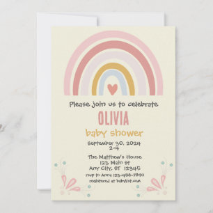 Invitation Baby shower arc-en-ciel Boho Personna