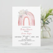 Invitation Baby shower arc-en-ciel Boho, Roses blanches (Debout devant)