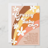 Invitation Baby shower arc-en-ciel Boho Super Retro Daisies (Devant)