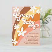 Invitation Baby shower arc-en-ciel Boho Super Retro Daisies (Debout devant)
