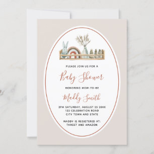 Invitation Baby shower arc-en-ciel Boho Terracotta