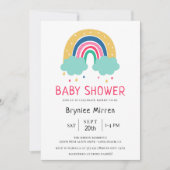Invitation Baby shower arc-en-ciel coloré (Devant)