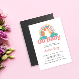 Invitation Baby shower arc-en-ciel coloré