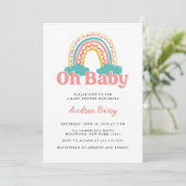 Invitation Baby shower arc-en-ciel coloré (Debout devant)