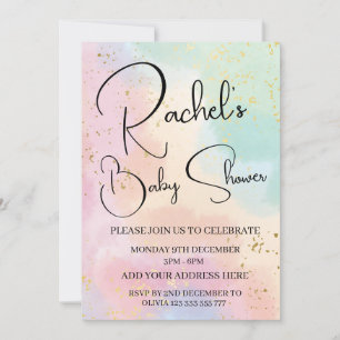 Invitation Baby shower arc-en-ciel couleur aquarelle personna