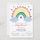 Invitation Baby shower arc-en-ciel dans les couleu (Devant)