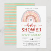Invitation Baby shower arc-en-ciel d'aquarelle Boho neutre po (Devant / Derrière)