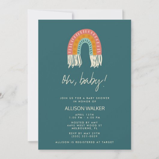 Invitation Baby shower arc-en-ciel de Boho neutre  (Devant)