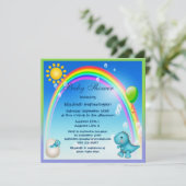 Invitation Baby shower Arc-en-ciel de Dinosaur, un garçon nou (Debout devant)