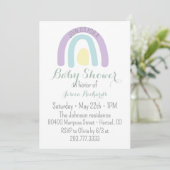 Invitation Baby shower arc-en-ciel de lilas mint d'aquarelle (Debout devant)
