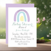 Invitation Baby shower arc-en-ciel de lilas mint d'aquarelle