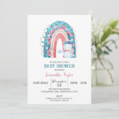 Invitation Baby shower arc-en-ciel de Noël, Snowman (Debout devant)