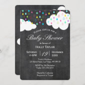 Invitation Baby shower arc-en-ciel en tableau noir (Devant / Derrière)