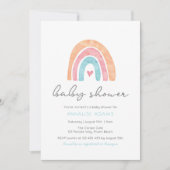 Invitation Baby shower arc-en-ciel et coeurs (Devant)
