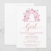 Invitation Baby shower arc-en-ciel et papillon (Devant / Derrière)