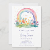Invitation Baby shower arc-en-ciel Fleur sauvage Boho (Devant)