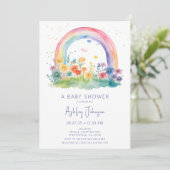 Invitation Baby shower arc-en-ciel Fleur sauvage Boho (Debout devant)