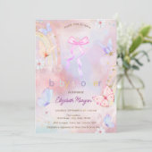 Invitation Baby shower arc-en-ciel fleuri (Debout devant)