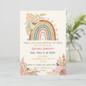 Invitation Baby shower arc-en-ciel floral Boho (Debout devant)