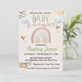 Invitation Baby shower arc-en-ciel jote Sloth et Boho (Debout devant)