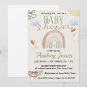 Invitation Baby shower arc-en-ciel jote Sloth et Boho (Devant / Derrière)