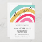 Invitation Baby shower Arc-en-ciel lumineux moderne pour fill (Devant / Derrière)