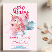 Invitation Baby shower arc-en-ciel magique Unicorn