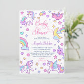 Invitation Baby shower arc-en-ciel magique Unicorn (Debout devant)